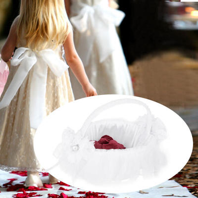 

Greensen Romantic Wedding Flower Lace Ribbon Basket Ceremony Banquet Decoration