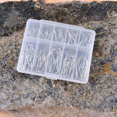 

1 Box 100Pcs 3 - 12 10 Sizes Steel Jig Hooks with Hole Fishing Tackle