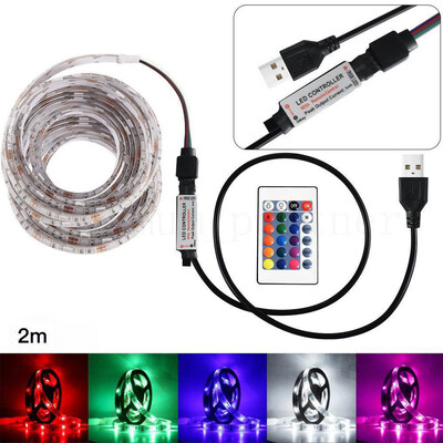 

Gobestart 200CM USB LED Strip Light TV Back Lamp 5050RGB Colour ChangingRemote Control
