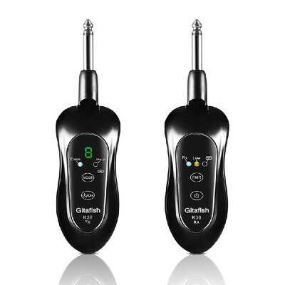 

Rechargeable UHF Wireless Guitar System Audio Digital Guitar Transmitter Receiver Built-in Metal Clean Effects 50 Feet Transmissio