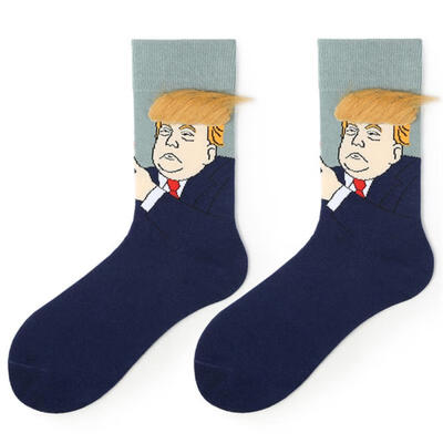 

1 Pair Casual Novelty Trump Pattern Couple Long Funny Socks Men Women Cotton Funky Fun Crew Socks