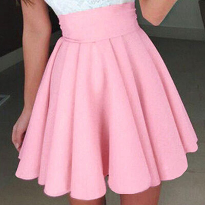 

Women High Waist Pleated Mini Solid Skirt Casual Summer Cocktail Club Party Sexy