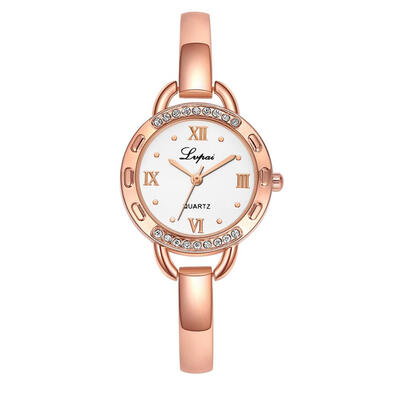 

Women Watches Hot Sale Rose Gold Bacelet Simple With Rhinestone Dress Gifts Clock Quartz Ladies Wristwatch Kol Saati