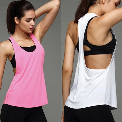 

Womens Yoga Gym Sports Tops Shirts Tank Active Stretch Sleeveless Workout Vest