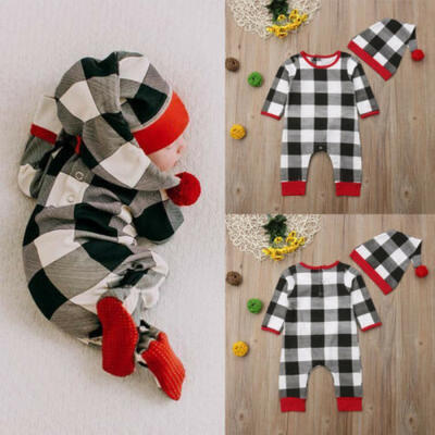 

UKStock Newborn Baby Girls Boy Xmas Clothes Romper Jumpsuit Outfits Bodysuit Hat