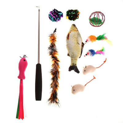 

11pcs Funny Cat Toys Set Interactive Feather Mice Cat Catcher Teaser Toy