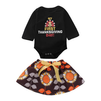 

Thanksgiving Baby Princess Clothing Set 2pcs Girls Cute Rompers Sweet Skirt