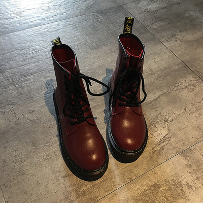 

Fairy Wind Martin Boots Fall Korean Edition Fashion Hundreds of British Wind Turbine Flat Bottom Shoes