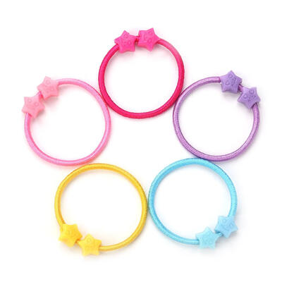 

50pcs Candy Color Kids Flower Cartoon Cute Rubber Band Elastic Hair Band