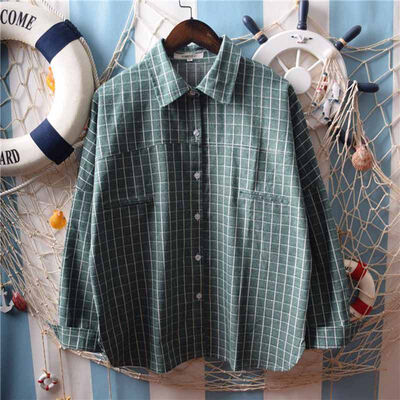 

Women Blouses Plaid Print Long Sleeve V-Neck Women Shirts Ladies Blouses Blusas