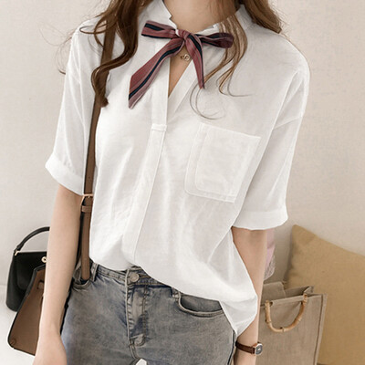 

Starmoon Women Causal Solid Color Loose V-Neck Short Sleeve T-shirt Blouse Tops