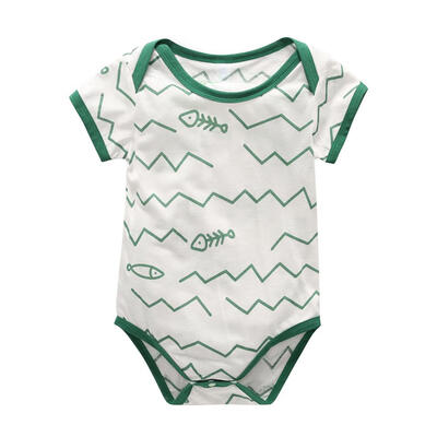 

Fashion Short Sleeve Cute Wave Print Boys Baby Rompers Cotton Jumpsuit