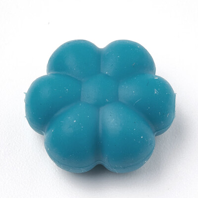 

Food Grade Environmental Silicone Beads Chewing Beads For Teethers DIY Nursing Necklaces Making Flowerr Teal 14x13x6mm Hole
