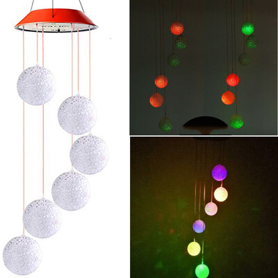 

Gobestart Solar Powered Wind Chime Light LED Garden Hanging Spinner Lamp Color Changing
