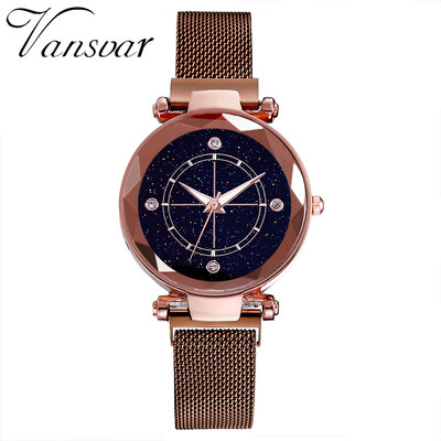 

RM Vansvar Fashion Women Magnet Buckle Starry Sky Watch Mesh Belt Ladies Watch