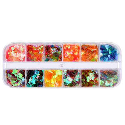 

Women Girls 12 Grids Glitter Heart Nail Sequin Stickers Decal Decor Nail Art Sticker Decor Wraps