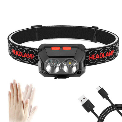 

LED Waterproof Rotating Headlamp Outdoor Lighting Rechargeable Waving Induction