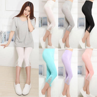 

Summer Womens 34 Length Leggings Capri Cropped Summer Modal High Quality 5 Colors