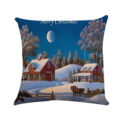 

Tailored Happy Christmas Pillow Cases Linen Sofa Cushion Cover Home Decor Pillow Case