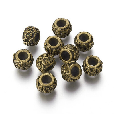 

Alloy European Beads Large Hole Beads Rondelle Antique Bronze 10x7mm Hole 5mm