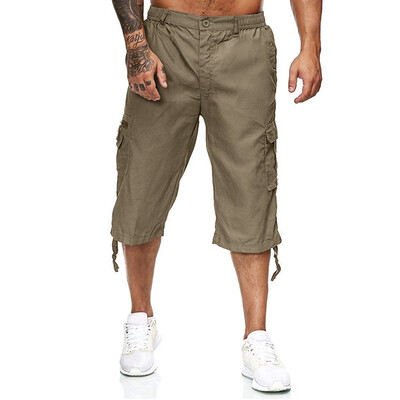 

Gobestart Fashion Mens Outdoors Multi-pocket Elasticated Waist Calf-Length Pants
