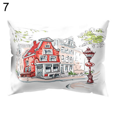 

Soft Pillow Case England House Pattern Cushion Cover Home Office Car Decoration