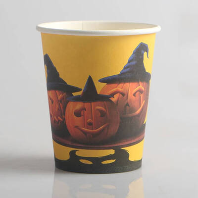 

10PCS Cartoon Halloween Pumpkin Man Witch patterns Disposable Paper Cup for Cosplay Dancing Party