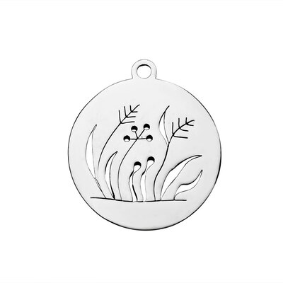 

304 Stainless Steel Pendants Flat Round Stainless Steel Color 20x18x11mm Hole 15mm