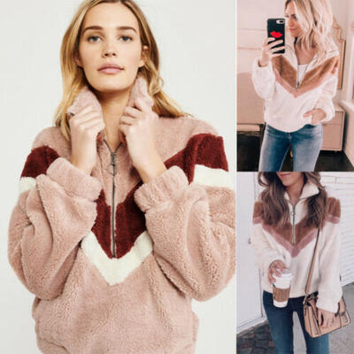 

UK Women Fluffy Coat Fleece Fur Jackets Teddy Bear Winter Warm Outerwear Hoodies