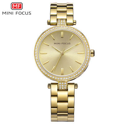 

MINI FOCU Fox Womens Watch Quartz Watch Fashion Diamond Leather Belt Steel Strap Waterproof