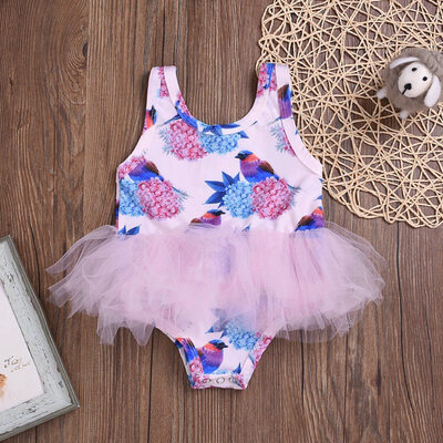 

Baby Newborn Girls Floral Animal Pattern Jumpsuit Sleeveless Romper With Mesh Design Casual Bodysuit Outfits