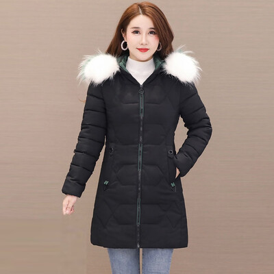 

Tailored Fashion Women Outerwear Long Sleeve Zipper Tops Hooded Button Cotton-padded Coat