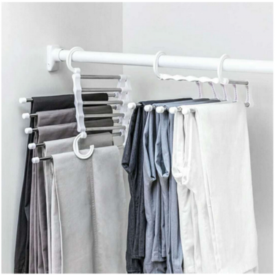 

HOT Multi-functional Pants Rack Shelves Stainless Steel Wardrobe Magic Hanger
