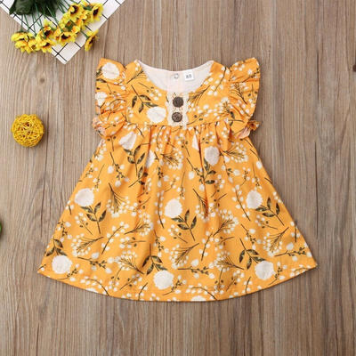 

Toddler Kids Baby Girl Floral Printed Princess Dress 6M-3T