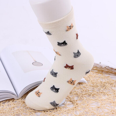 

Fashion Women Lovely Cute Cat Socks Animal Cartoon Cotton Socks 5 Colors 1 Pair