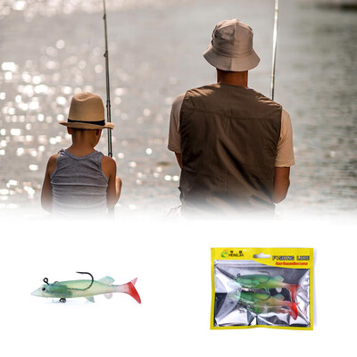 

Saidsome Fish Lures 2pc Soft Bait Lead Fish Lures Fishing Tackle Sharp Treble Hook T Tail fishing bait fishing lure