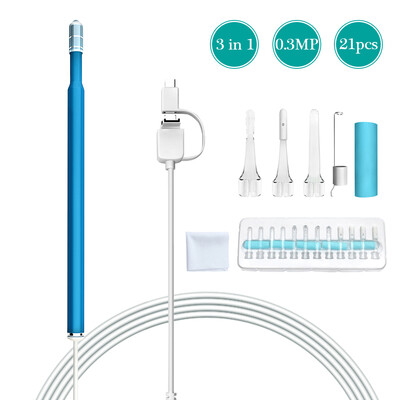 

3-in-1 USB Ear Cleaning Earpick Endoscope LED Light Multifunctional Borescope Inspection Camera 03MP Visual Ear Spoon Health Care