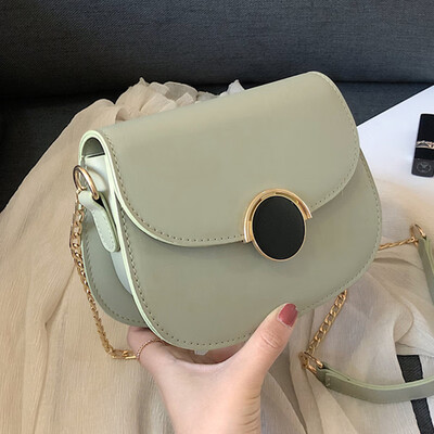 

Women 2019 new summer small fresh Korean version of the round buckle bag semicircular saddle bag one shoulder bag slanted