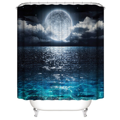 

Toponeto New Waterproof Shower Curtain with 12 Hooks 3D Printed Bathroom Polyester