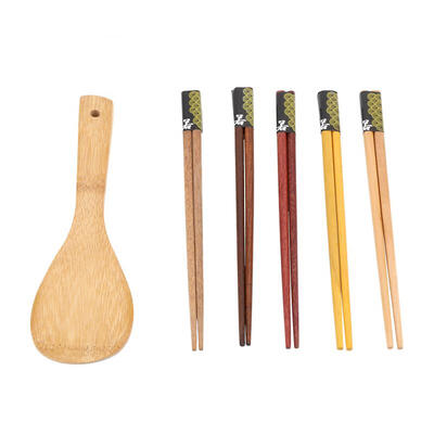 

Greensen 5 Pairs of Natural Bamboo Chopsticks Exquisite Wooden Tableware Gift Set with Rice Scoop