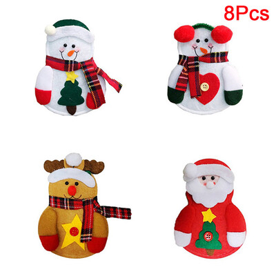 

Tailored 8 PCS Sachets For Cutlery Three Design Santa Claus Reindeer Snowman For The Table Of Christmas Decorations