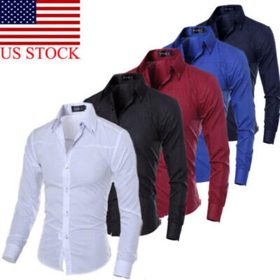 

Luxury Fashion Men Slim Fit Shirt Long Sleeve Dress Shirts Casual Shirt Top