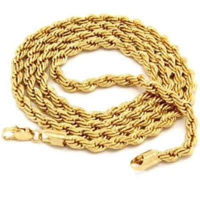 

Mens SOLID 18K 236 INCH YELLOW GOLD EP ROPE SOFT NECKLACE CHAIN Plated 5mm Rope Perfect Love Gift