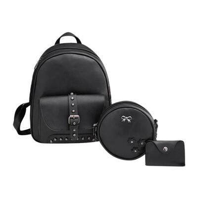 

3pcs Rivet Backpack Women Shoulder Bag Crossbody PU Composite Handbags Set