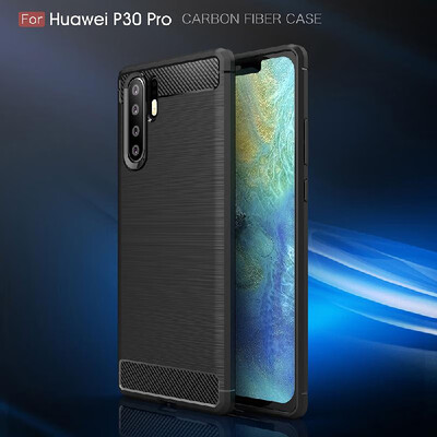 

Phone Case Carbon Fiber Wire Drawing TPU Phone Protection Cover Simple Lightweight Mobile Phone Protector for HUAWEI P30 Pro