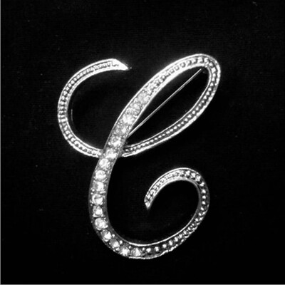 

Alphabet Style Rhinestone Crystal English Letters Bridal 1 pc Bouquet Brooch Pin