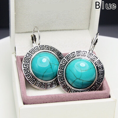 

Simple Special Round Individual Turquoise Earrings Vintage Stud Earrings Silver Stones Red with Tibetan Earrings Green Big