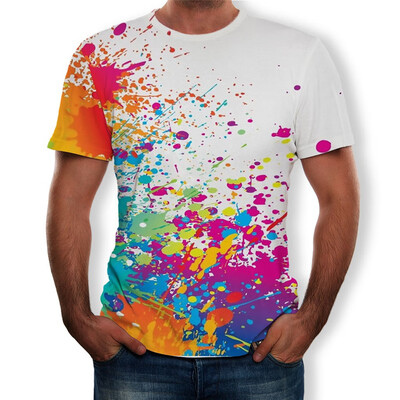 

Toponeto Men Funny 3D Color Print Round Neck Short Sleeve T Shirt Tops Daily Blouse Tee