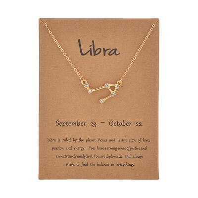 

Brown Card Fashion Jewelry Zodiac Crystal Star Sign 12 constellation Pendant Necklace For Women