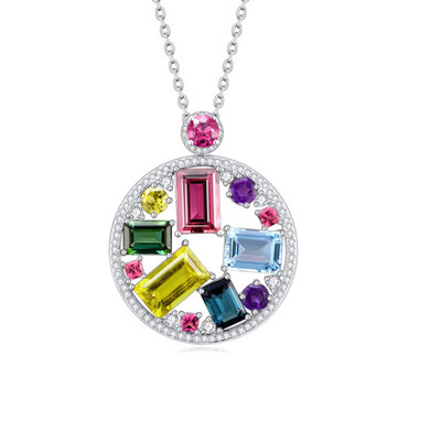 

Vintage Luxury Colorful Diamond Gem Pendant For Women
